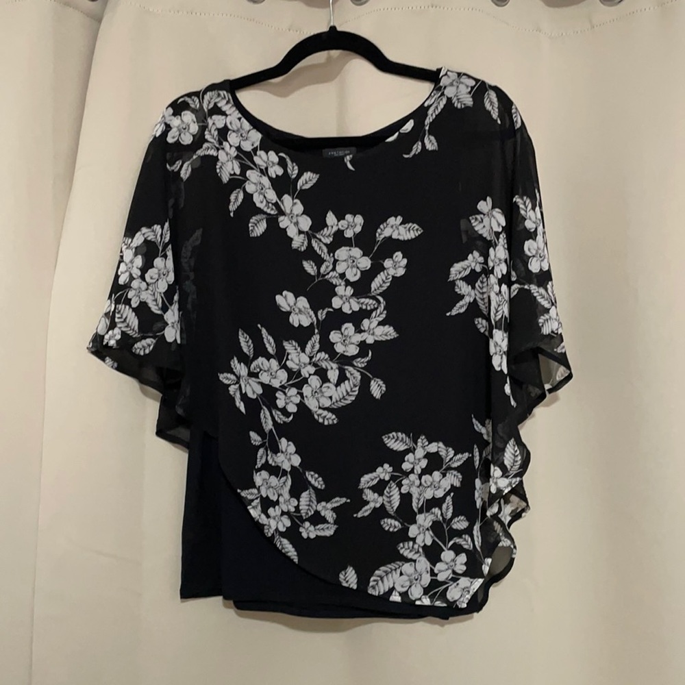 Ann Taylor Black Floral Blouse
